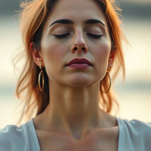 Close-up of a woman meditating, promoting mental well-being