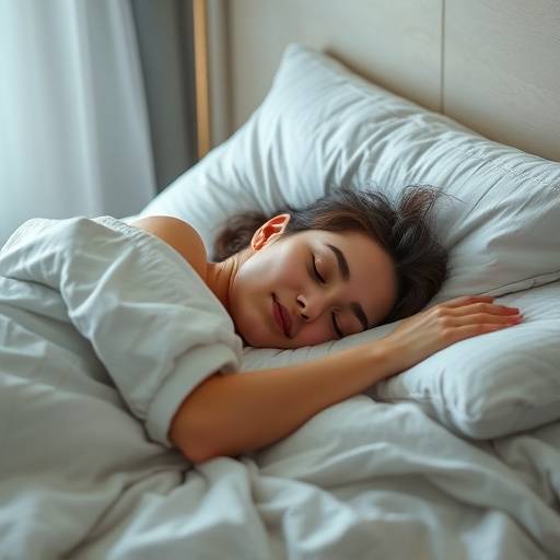 Illustration of a person sleeping peacefully in a cozy bed.
