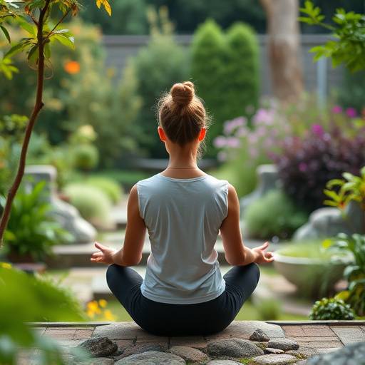 Person meditating in a serene garden